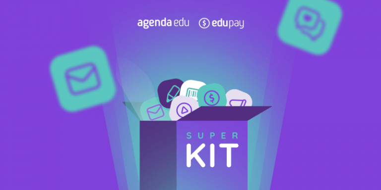 Imagem com ilustração de um kit com vários tipos de conteúdos, como uma caixa cheia de ícone representando vídeo, artigo, ebook