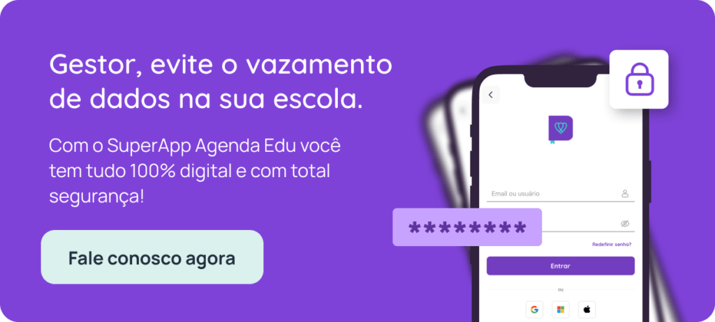 Gestor, evite o vazamento de dados na sua escola. 

Com o SuperApp você tem tudo 100% digital e com total segurança